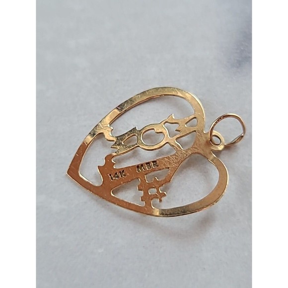 14K Gold Cut Out #1 Mom Heart Pendant/ Signed MBR - Picture 5 of 9